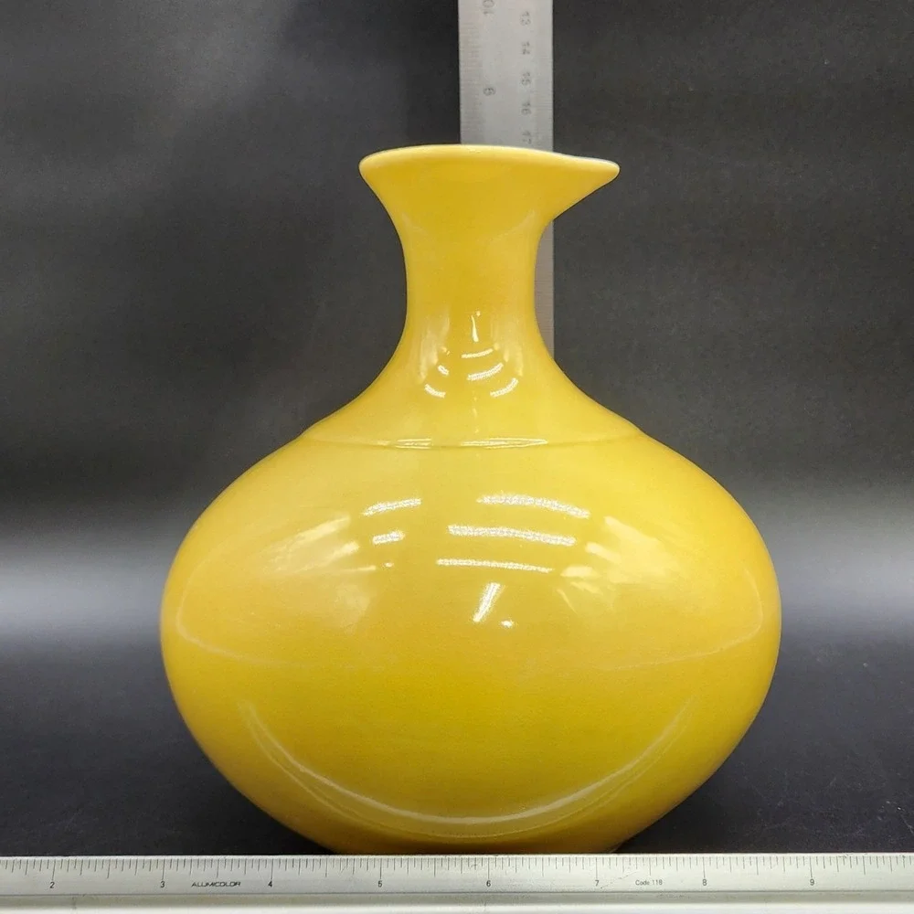 Vintage Fiesta Ware Yellow Ceramic Bud Vase Pitcher MCM Retro Pop Art  Pottery